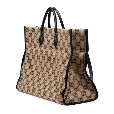 gucci wool tote beige